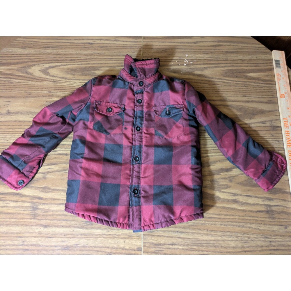 Buffalo David Bitton Toddler Boys 3T Red Black Buffalo Plaid Quilted Shacket